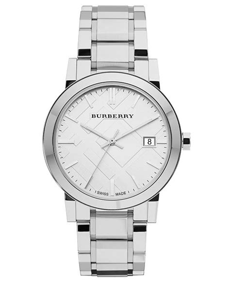 burberry watch men's swiss stainless steel bracelet 38mm bu9000|Burberry Silver Dial Stainless Steel Unisex Watch BU9000.